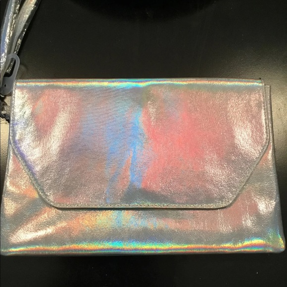 Silver holographic clutch bag Clearance